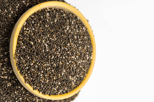 Chia seeds with white background stock photo
