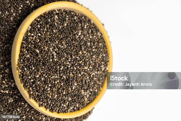 Chia Seeds With White Background Stock Photo - Download Image Now - Acid, Antioxidant, Black Color