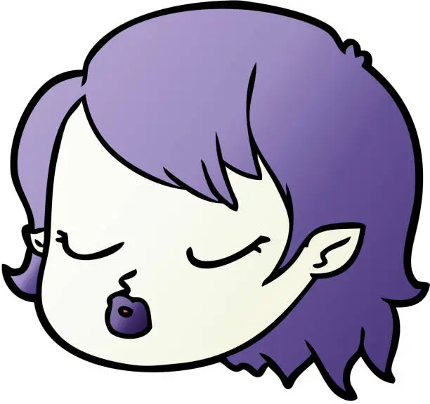 Vector illustration of cartoon vampire girl face