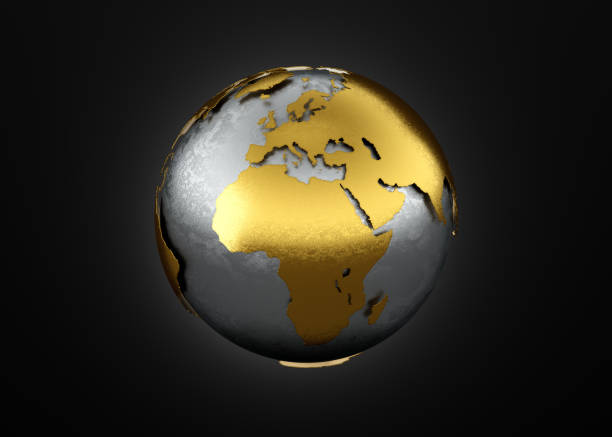 istock Golden planet. isolated on dark background background. 3d rendering . 1477183724
