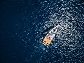 istock Sailing with sailboat, view from drone 1477184145