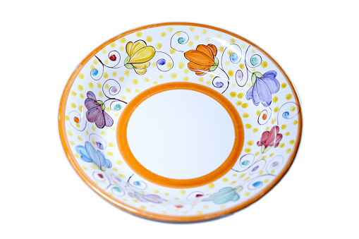 hand painted Vietri ceramic plate with decorations typical of the Amalfi coast