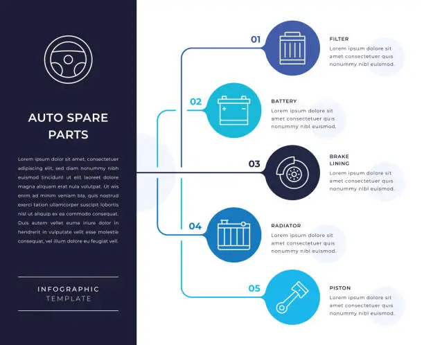 Vector illustration of Auto Spare Parts Infographic Design