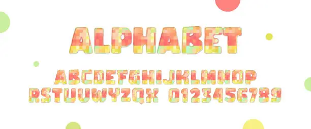 Vector illustration of Colorful square-shaped alphabet font vector stock illustration.