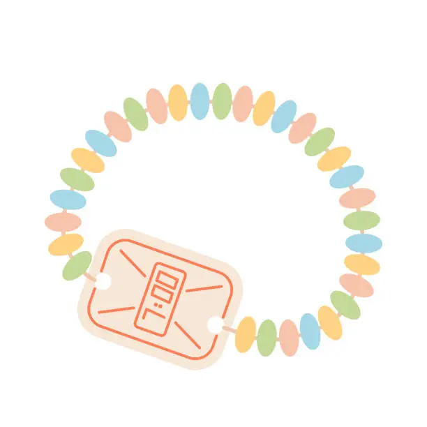 Vector illustration of Candy wrist watch. Sweet watch bracelet. Sugar dragee from 90s. Flat cartoon vector illustration isolated on a white background.