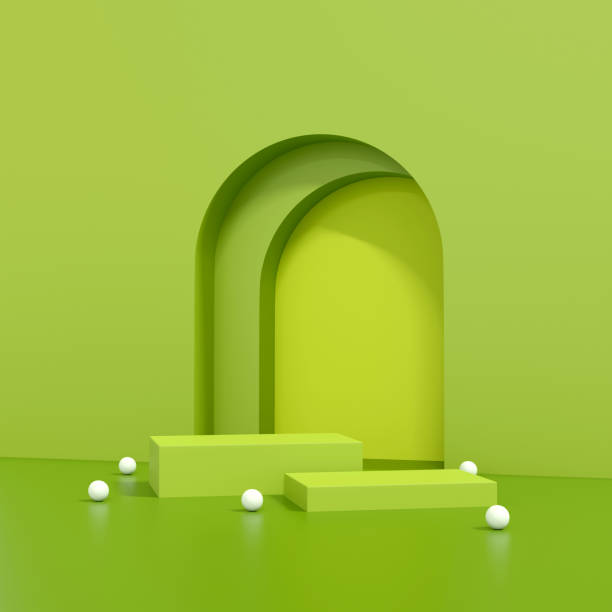 istock Minimal abstract geometric podium green background for product presentation. display stand stock 3D illustration background 1477191627