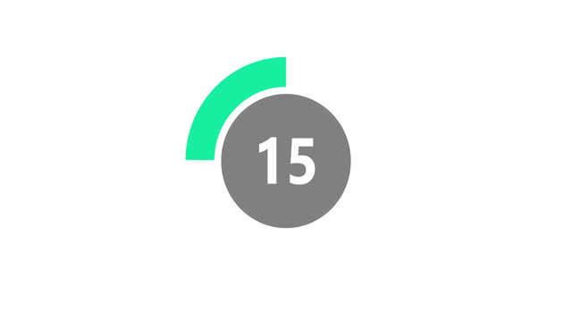 Countdown timer from 60 to 0 seconds realtime. Modern flat design of countdown animation on white background. 4K resolution
