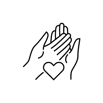 Hope Concept and Human Hand Line Icon