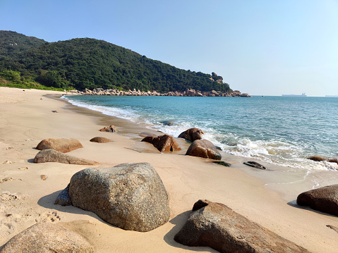 View of the sandy beach at Sham Wan, Lamma Island, the only site in Hong Kong and one of the few sites in South China Sea at which Green Turtles nest from time to time.