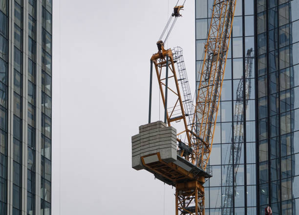 Crane on the background of the walls stock photo