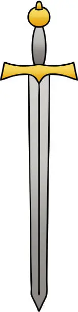 Vector illustration of gradient shaded quirky cartoon sword
