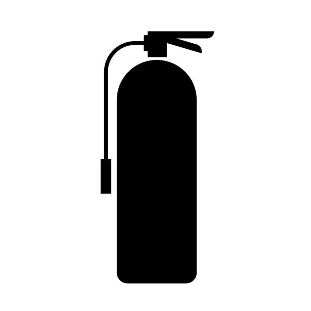 Fire extinguisher icon. Firefighting equipment. Vector. Fire extinguisher icon. Firefighting equipment. Editable vector. silhouette of firefighter logo stock illustrations