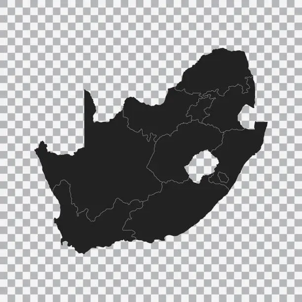 Vector illustration of Political map of the South Afrika isolated on transparent background. Vector.