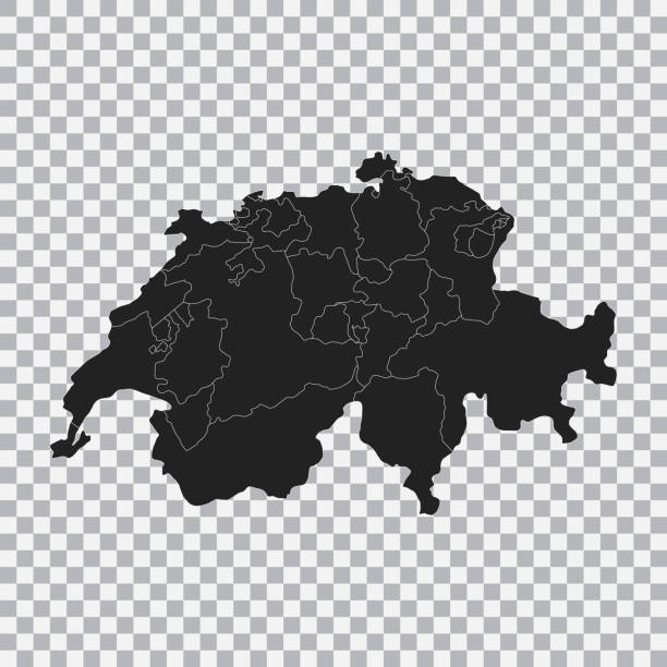 ilustraciones, imágenes clip art, dibujos animados e iconos de stock de mapa político de la suiza aislado sobre fondo transparente. vector. - country geographic area