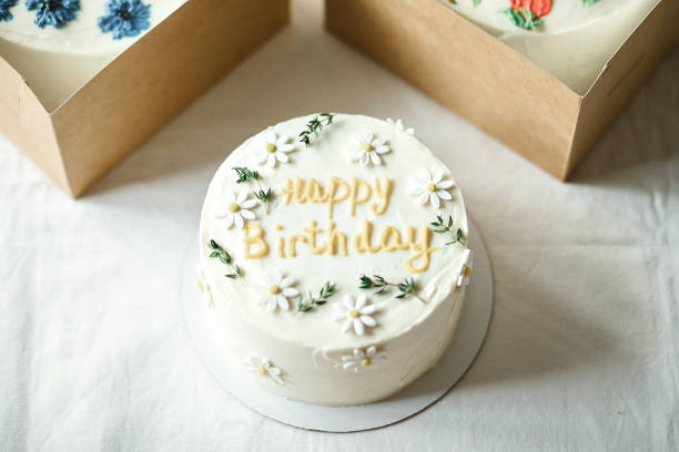 istock Birthday white color cake with happy birthday lettering 1477197637