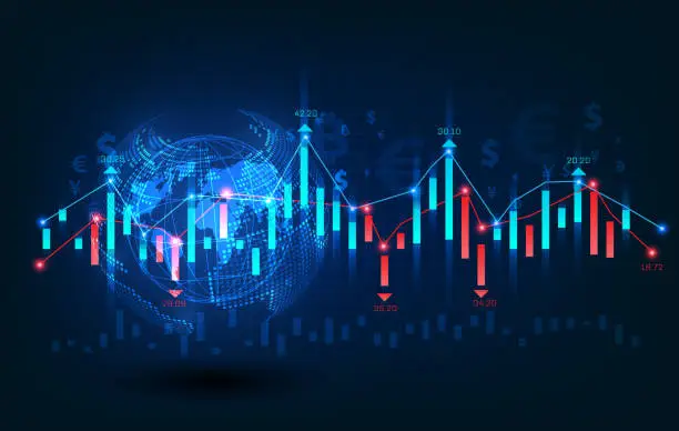 Vector illustration of Stock market or forex trading graph in graphic concept suitable for financial investment or Economic trends business idea and all art work design.