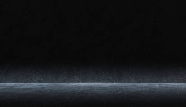 istock Studio room background,  Black, dark, and gray abstract cement wall, empty dark scene, neon light, spotlights The concrete floor interior texture for display products wall background, smoke floats up 1477199070