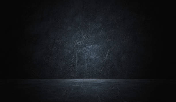 istock Studio room background,  Black, dark, and gray abstract cement wall, empty dark scene, neon light, spotlights The concrete floor interior texture for display products wall background, smoke floats up 1477199081
