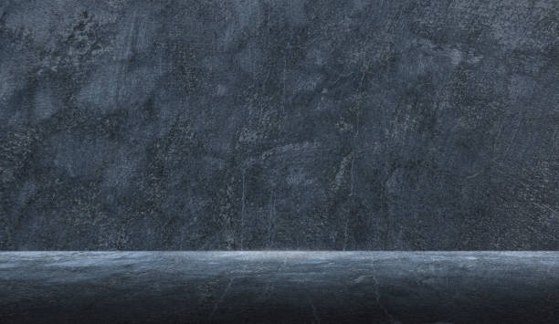 istock Studio room background,  Black, dark, and gray abstract cement wall, empty dark scene, neon light, spotlights The concrete floor interior texture for display products wall background, smoke floats up 1477199088