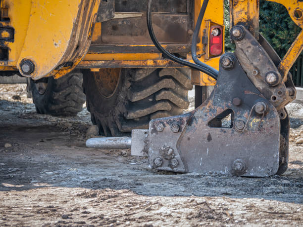 istock Close up detail with a Hydraulic jackhammer breaker 1477202490