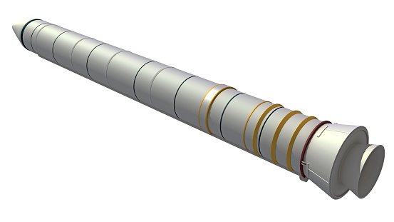 Solid Rocket Booster 3D rendering on white background