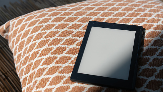 e-book on a cushion, close up
