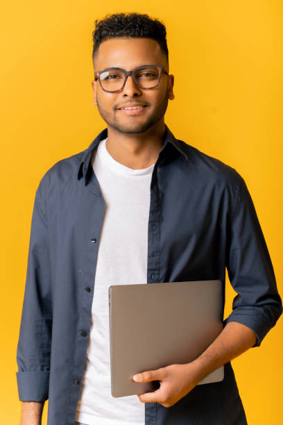 Portrait of successful indian man stock photo