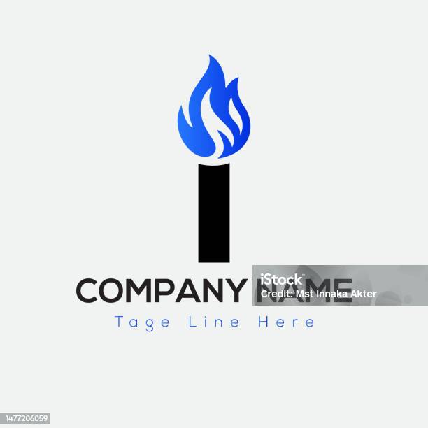 Logo Api Biru Pada Template Letter1 Blue Fire On 1 Etter Konsep Tanda ...
