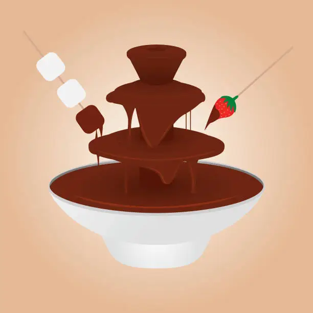 Vector illustration of chocolate fountain design vector flat isolated illustration