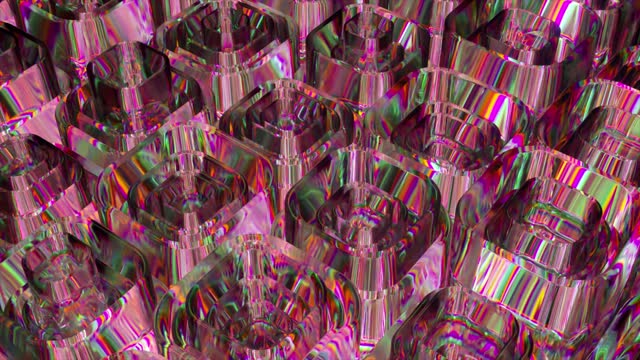 Abstract concept. Square and diamond tubes grow out of the pink diamond surface. Shape change. 3d animation