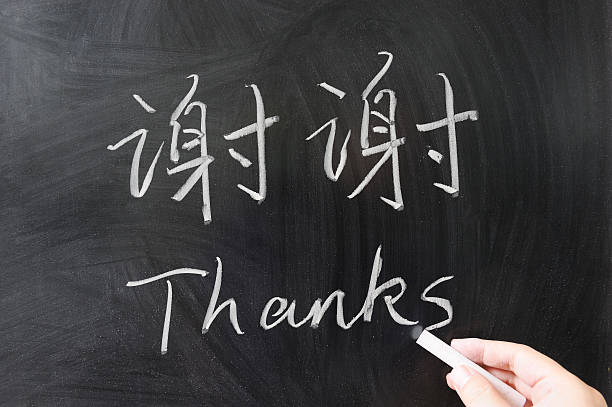 Thanks word in Chinese and English stock photo