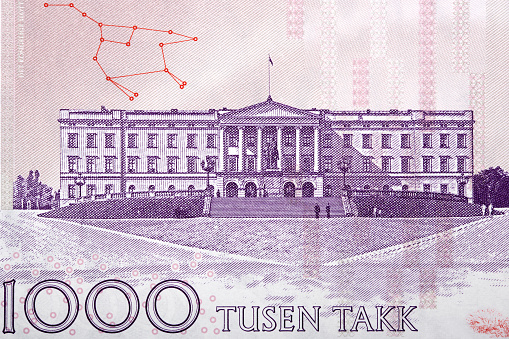 Royal Palace in Oslo from Norwegian money