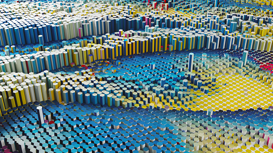 Abstract landscape made of colorful cubes