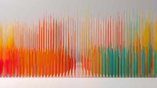 Colorful thin lines arranged in a grid, data visualization background