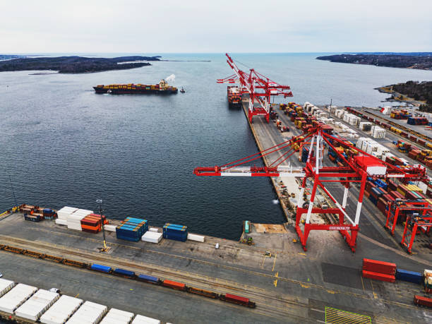 istock Aerial View of Container Pier 1477217308