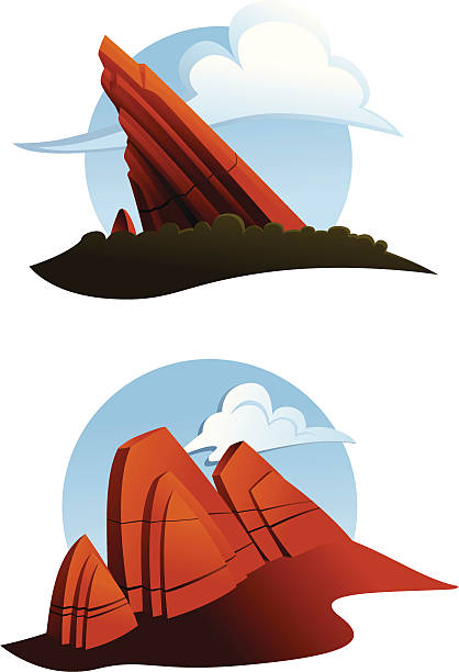 Red Rocks Illustration Set of two cartoon style illustrations of red sandstone outcrops. Could be used as icons. Objects are grouped and arranged on layers. red rocks stock illustrations