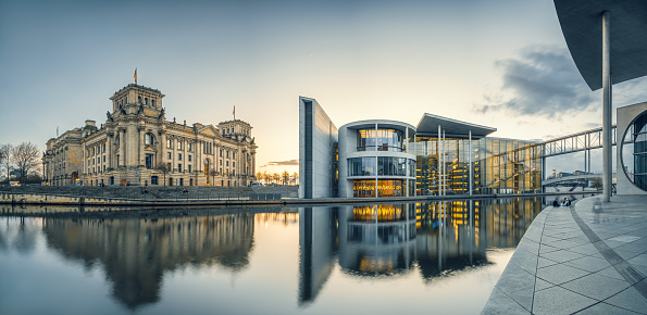 panoramic view at the government district of berlin