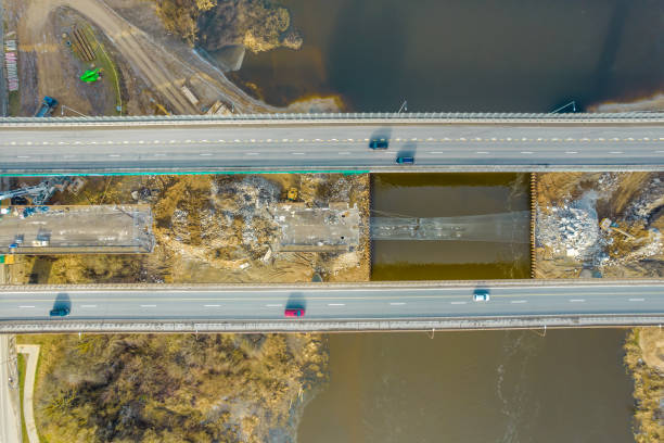 istock Aerial drone view of highway road under construction 1477230320