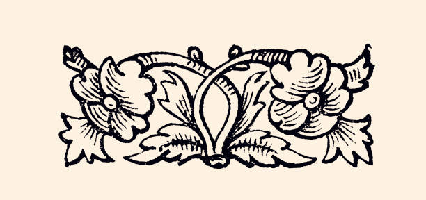 Floral pattern .Vintage engraving circa late 19th century. Digital Restoration by Pictore.