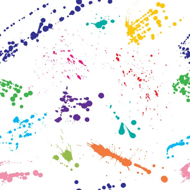 Vector illustration of Beautiful seamless pattern of colorful ink blots and splashes. Vector illustration