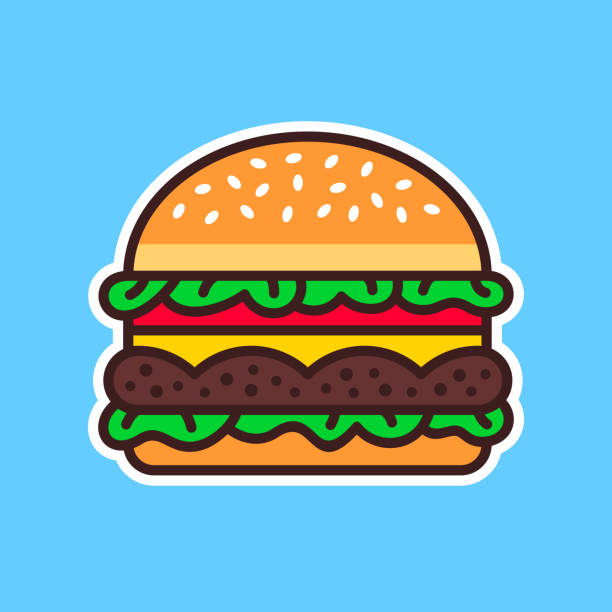 ilustrações, clipart, desenhos animados e ícones de ícone de linha de hambúrguer - cheesburguer