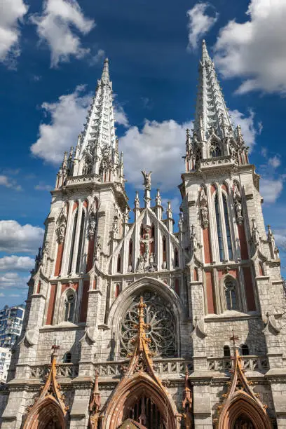 View over St. Michael Cathedral in Kyiv downtown, Ukraine.