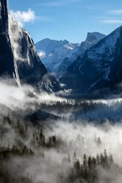 Photo of Yosemite valley in the mist