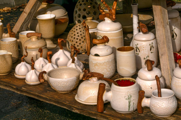 istock Traditional homemade pottery at a traditional crafts fair. 1477244814