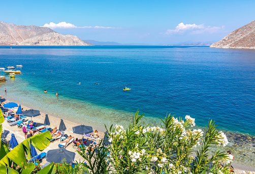Nos Beach on Symi island, Greece
