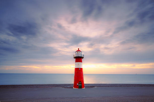 Lighthouse Noorderhoofd Westkapelle at sun dawn