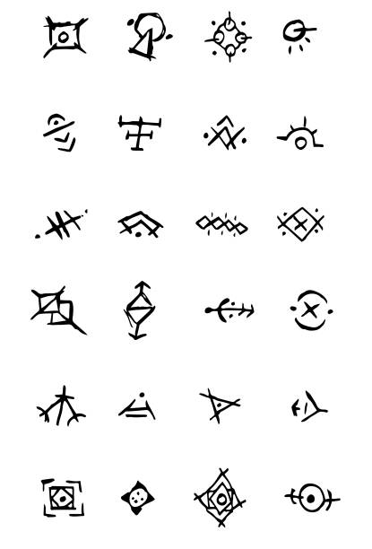 24 Hand drawn witch symbols set 1 - ilustração de arte vetorial