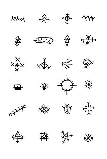 24 Hand drawn witch symbols set 2 - ilustração de arte vetorial