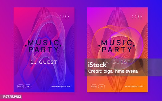 istock Music fest neon flyer. Electro dance. Electronic trance sound. Techno dj party. Club event poster. 1477253983