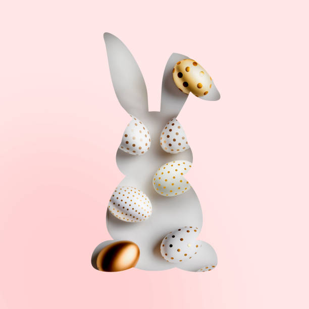 istock Easter bunny shape with eggs decorated of golden dots 1477261007